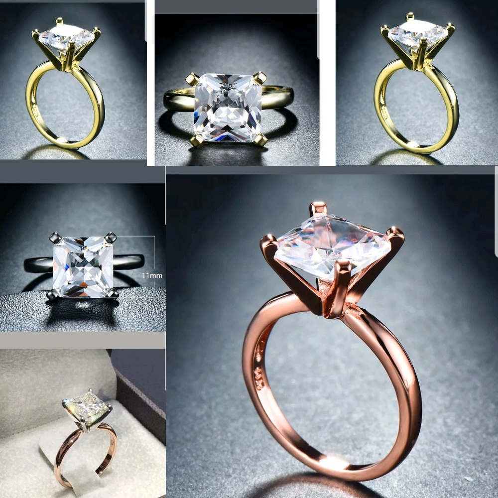 Exquisite Princess Cut White Sapphire Ring…